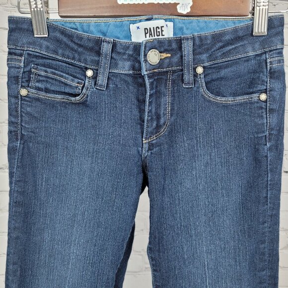 Paige Denim Blue Skyline Bootcut Low Rise Dark Wash Stretch Jeans USA 24 (24x32) - Picture 4 of 13